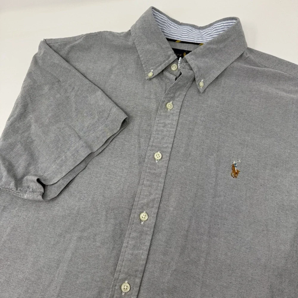 POLO RALPH LAUREN Men's Classic Fit Cotton Oxford Shirt, Grey XL